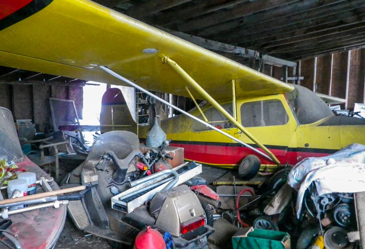 The first airplane owned by Richard Reid and recovered by his son David Reid, who are both farmers and pilots, as it was found in a barn in North Battleford, Sask., Tuesday, Dec. 13, 2016.