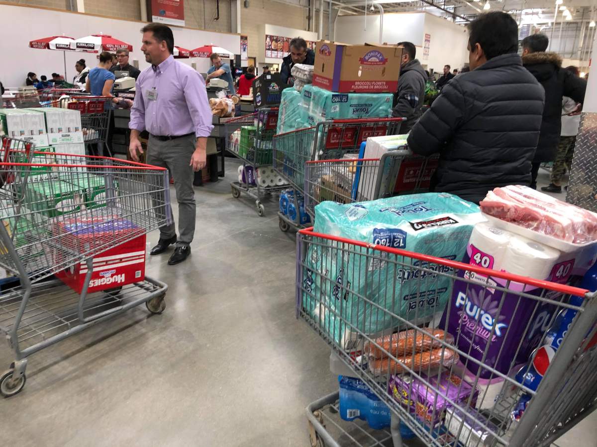 Some carts at Kenaston Costco in Winnipeg on Friday morning.