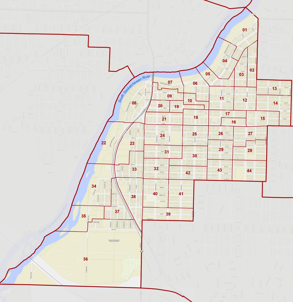 The boundary of the Saskatoon Nutana constituency in Saskatchewan.