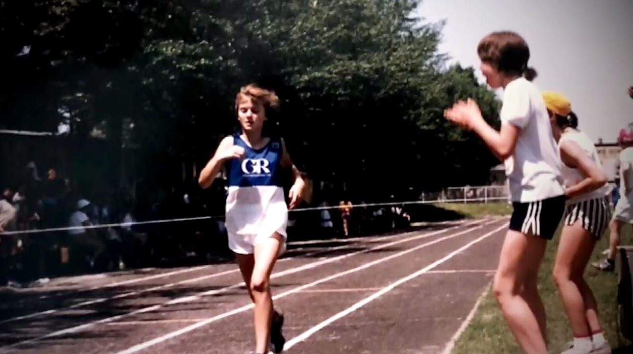 Alison Parrott competing in a track and field event.
