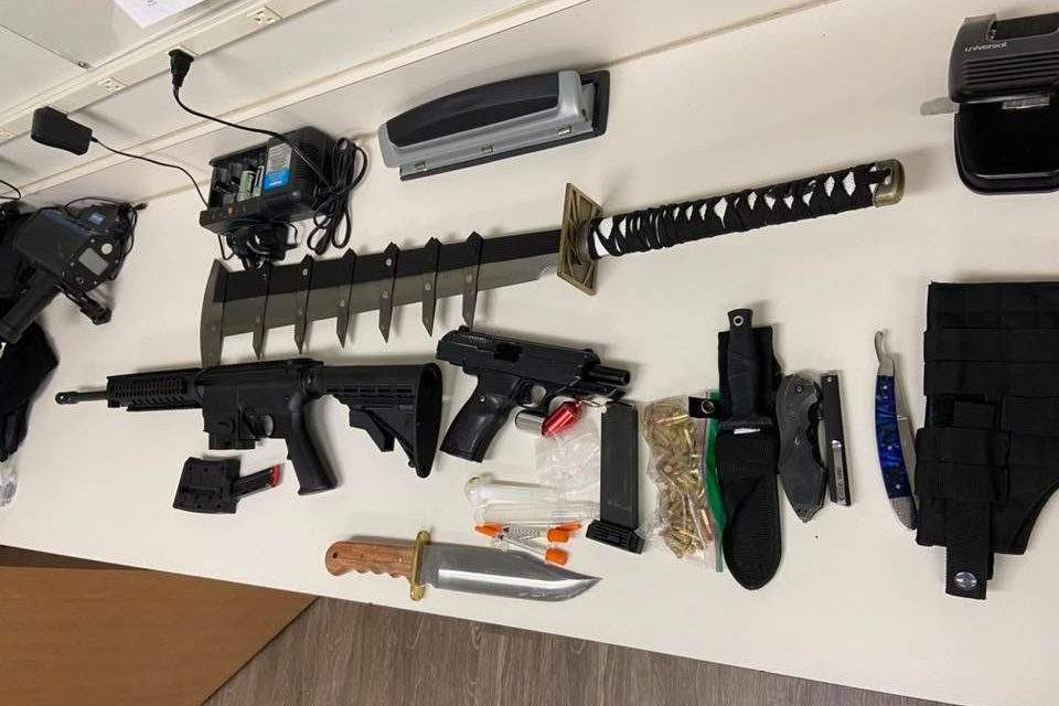 Police in Bath Township, Mich., seized these weapons during a traffic stop on Jan. 27, 2020.