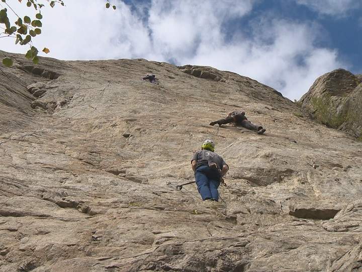 File photo: Rock climbers at Skaha Bluffs Provincial Park near Penticton. The provincial government says parks are seeing an increase in visitors, but that many aren’t complying with social distancing.