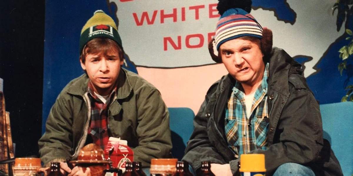 File shot of Rick Moranis and Dave Thomas as Bob and Doug McKenzie.