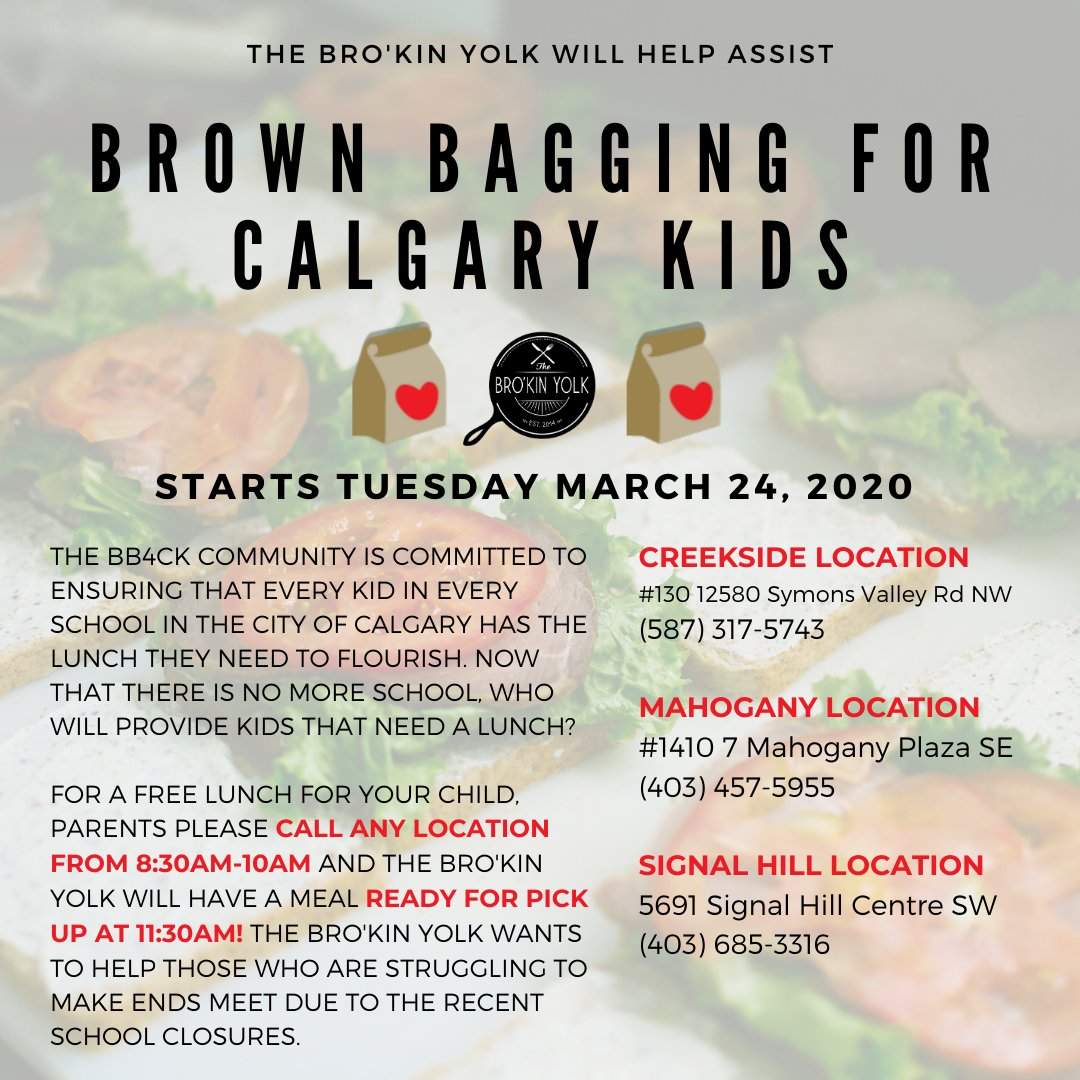 bb4ck and Bro’Kin Yolk join forces to feed kids in Calgary amid school closures.