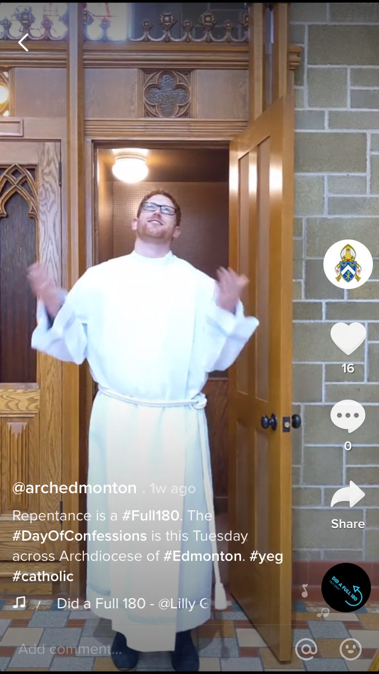 Pastoral Counsel Scott Jenken can be seen in a TIk Tok video posted by The Catholic Archdiocese of Edmonton.