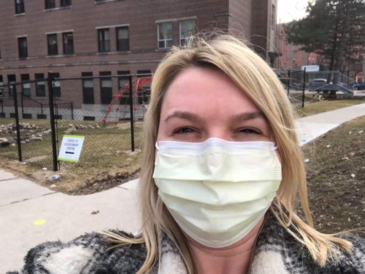 Melanie Zettler attends the COVID-19 assessment centre at Michael Garron Hospital.