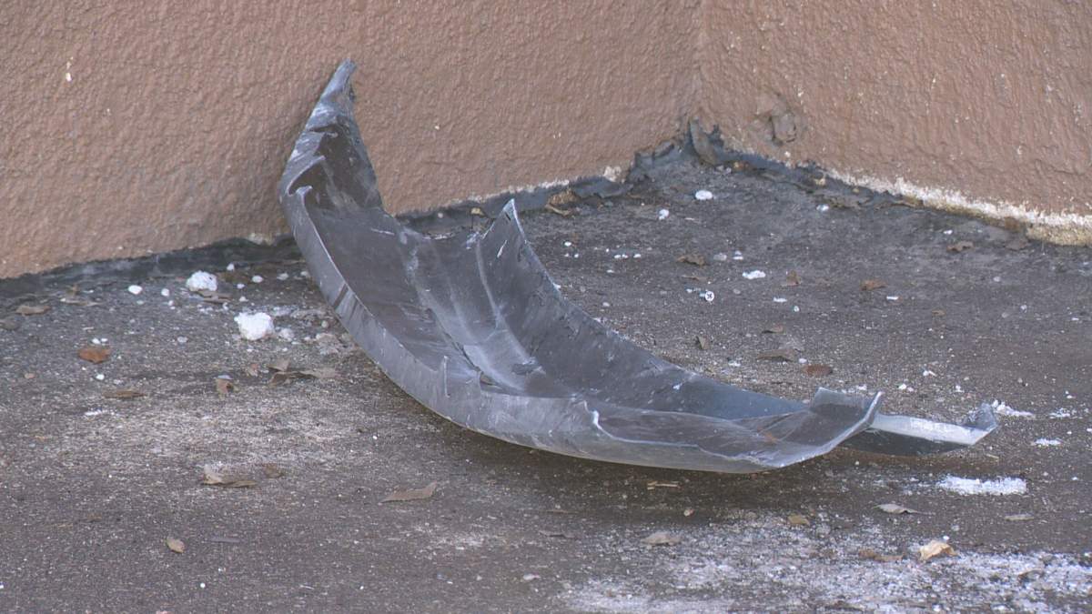 Pieces of the vehicle remained on the scene Sunday morning following the crash.