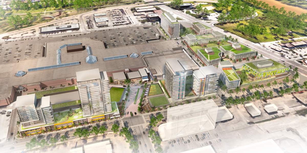 Shindico Development and Cadillac Fairview want to build commercial and residential buildings on this empty land near Polo Park Shopping Centre.