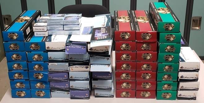 Police said they seized approximately $6,000 in illegal cigarettes during a traffic stop in Penticton. 