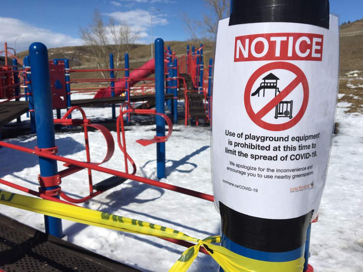 The town of Cochrane, west of Calgary, previously closed all playgrounds amid COVID-19 concerns.
