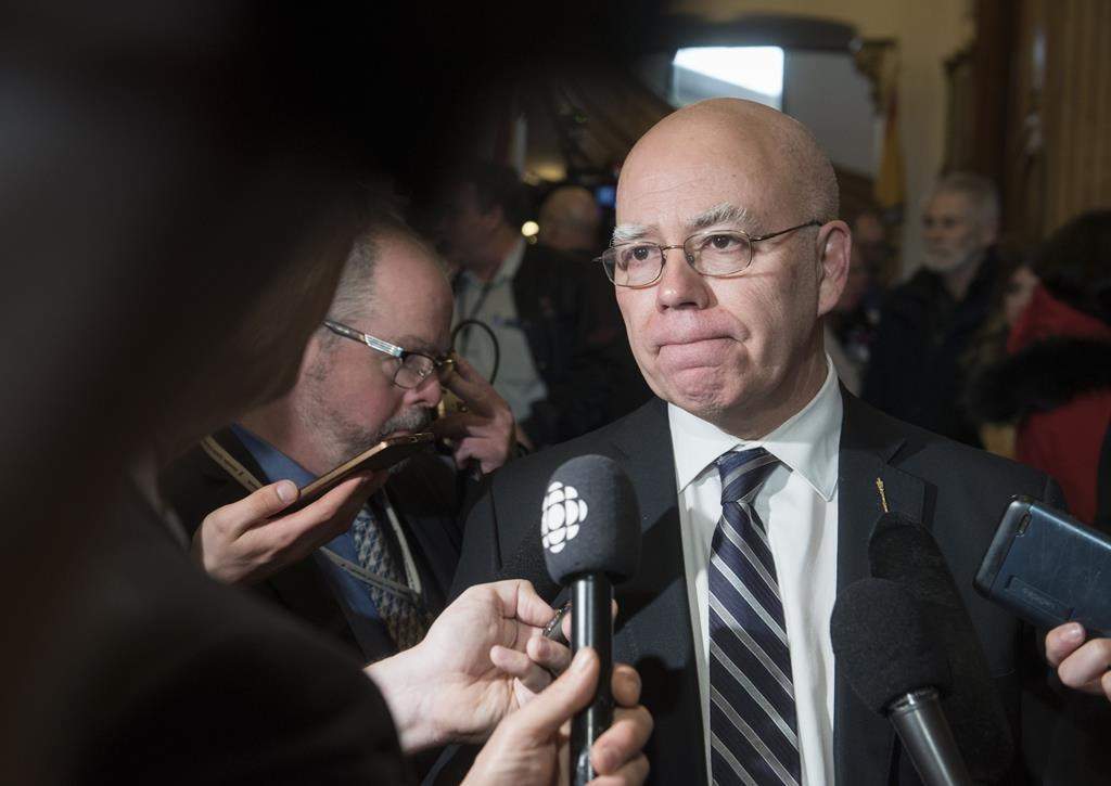David Coon, MLA and leader of the New Brunswick Green Party, reacts to the budget delivered by New Brunswick Finance Minister Ernie Steeves in Fredericton, N.B., on Tuesday March 10, 2020. THE CANADIAN PRESS/Stephen MacGillivray