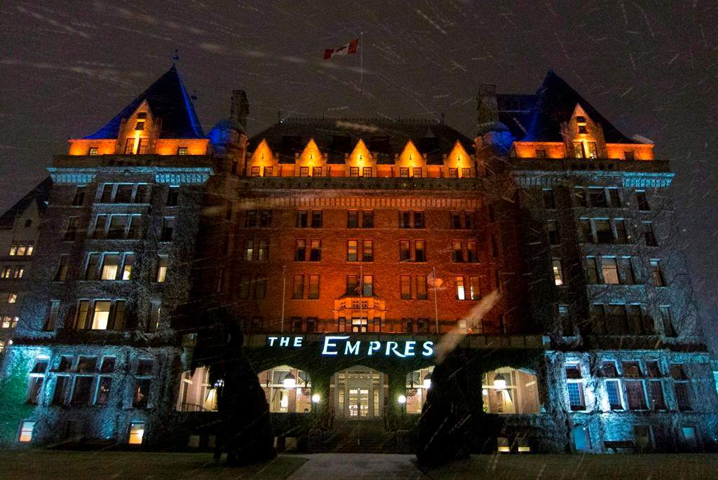 The historic Empress hotel in downtown Victoria, B.C. is shown on Jan. 16, 2012. Staff served strike notice at the Fairmont Empress, a well-known hotel and landmark in Victoria. A statement from Unifor Local 4276 says almost 500 workers are affected in several departments from guest relations, housekeeping and culinary to groundskeeping and maintenance. Strike notice expires at 8 a.m. Saturday.
