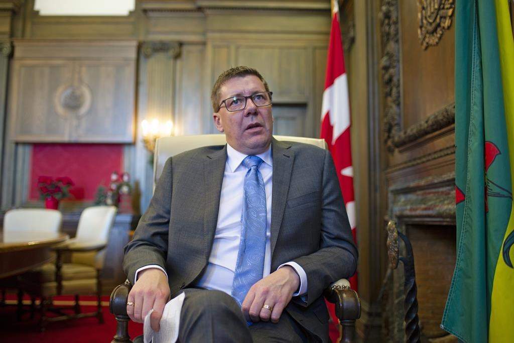 Saskatchewan Premier Scott Moe sits for a year end interview at the Legislative Building in Regina on December 10, 2019. Saskatchewan Premier Scott Moe says he made mistake when he stated Coronavirus as a reason why he's not committed to keeping the province's October election date. Moe made the comment last Friday after a funding announcement when he said unrest caused by rail blockades and the spread of the disease are affecting the economy.