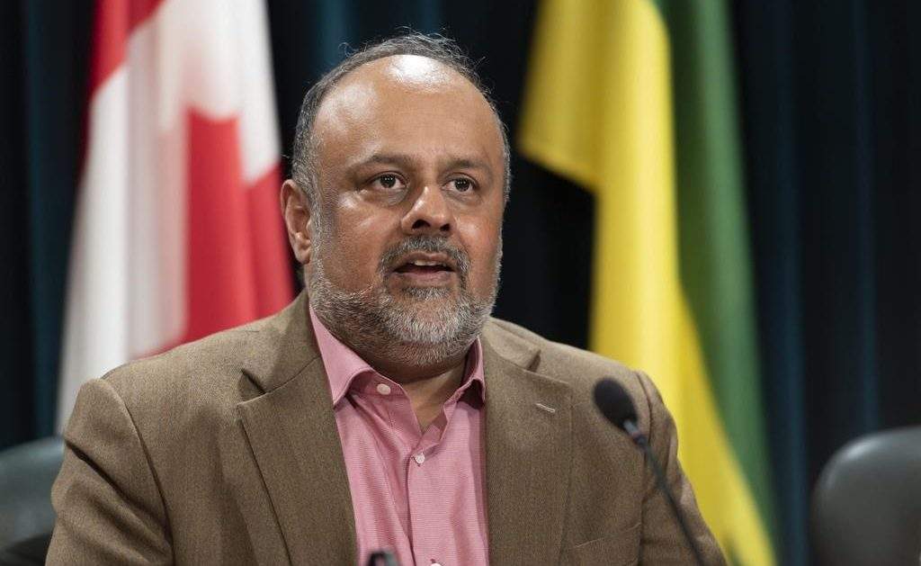 Saskatchewan’s Provincial Chief Medical Health Officer Dr. Saqib Shahab speaks during an update on COVID-19 at the Legislative Building in Regina on Wednesday March 11, 2020. THE CANADIAN PRESS/Michael Bell