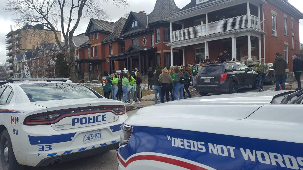 London police responding to a party on March 17, 2019. 