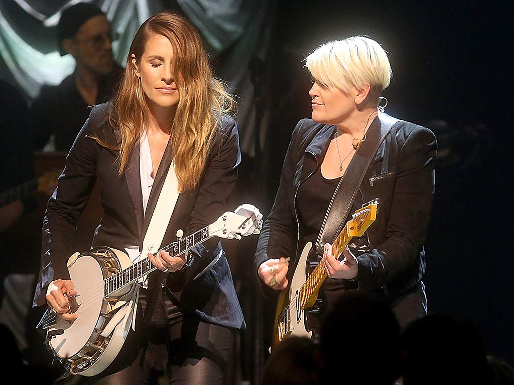 Emily Robison (L) and Natalie Maines of the Dixie Chicks perform in concert during the Mack, Jack & McConaughey charity gala at ACL Live on April 12, 2018 in Austin, Texas.
