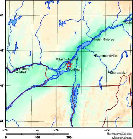 Earthquakes Canada said the earthquake hit around 3:22 a.m. in Montreal.