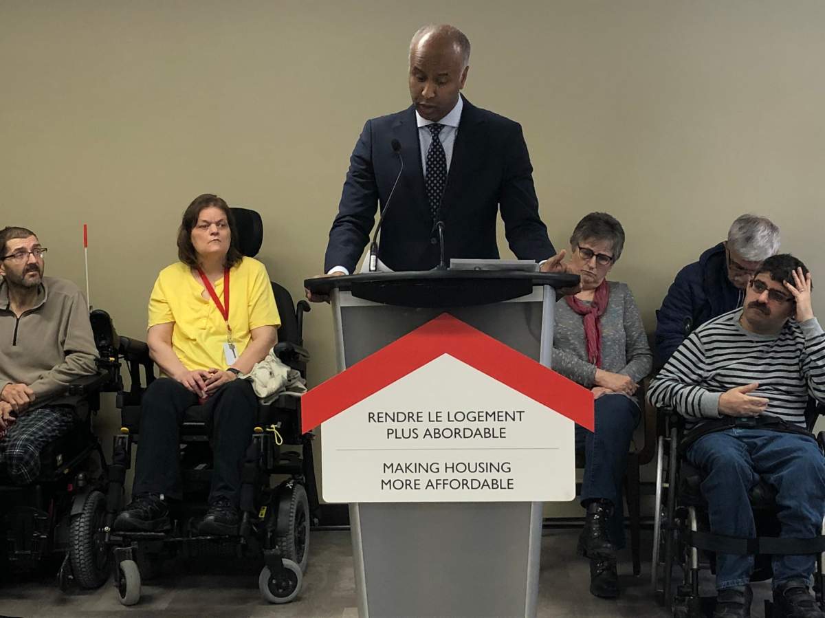 Federal social development minister Ahmed Hussen speaks in Moncton on March 2, 2020. 