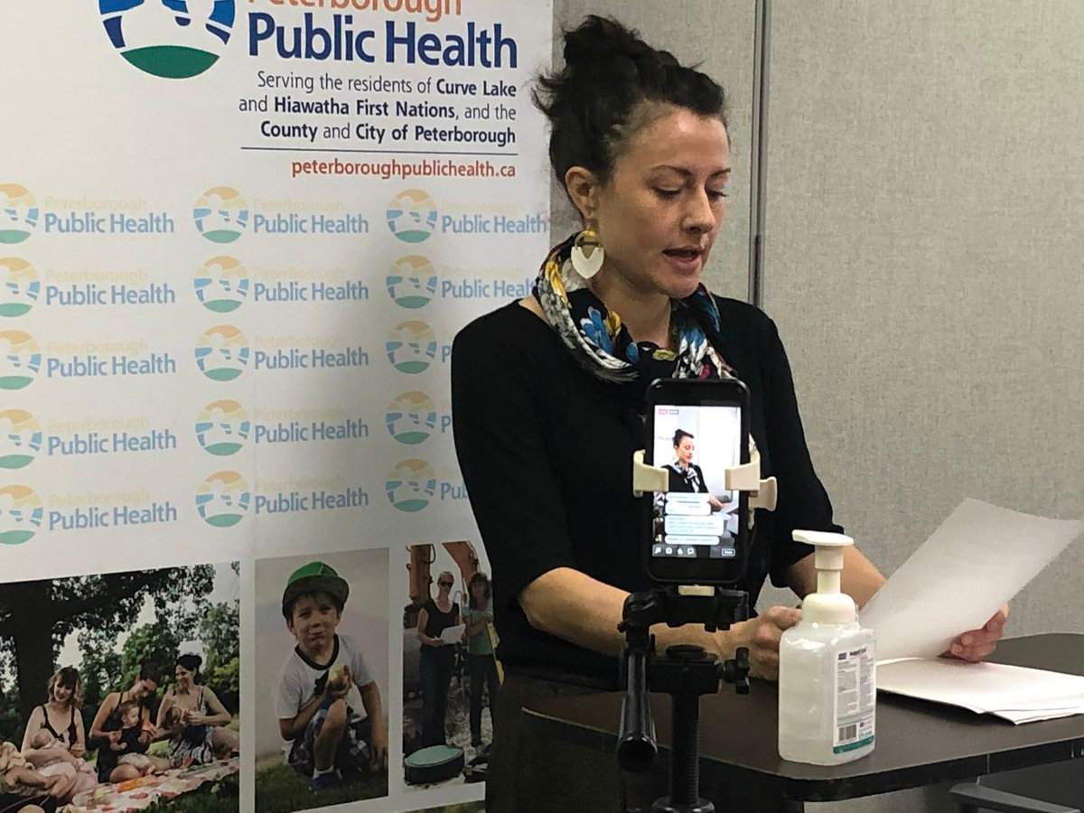 Peterborough Mayor Diane Therrien speaks during a media conference at Peterborough Public Health on Friday, March 20. 