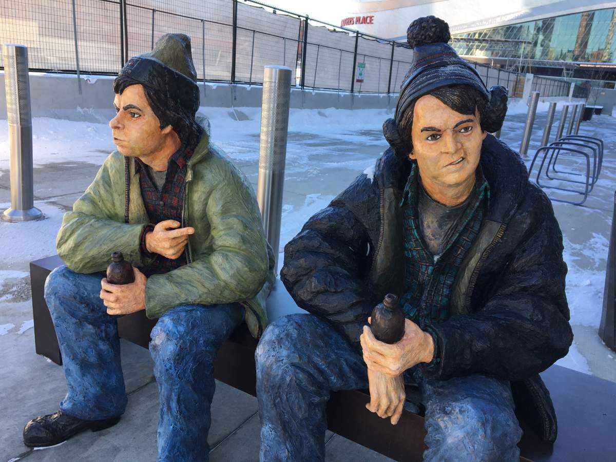 Bob and Doug Mackenzie statue in downtown Edmonton.