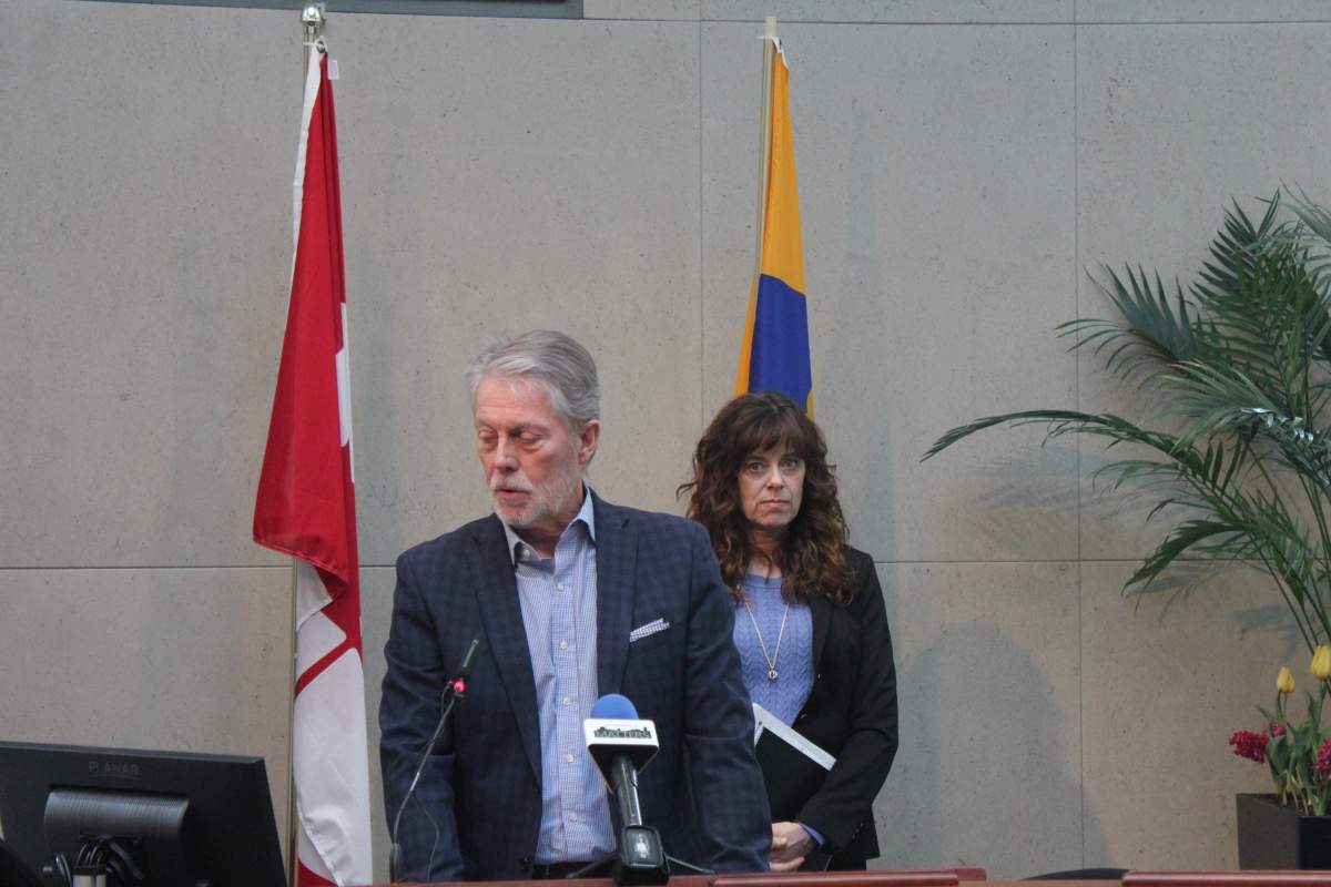 Hamilton Mayor Fred Eisenberger and Medical Officer of Health Dr. Elizabeth Richardson update the media on the effects of COVID-19 in the city on March 13, 2020.