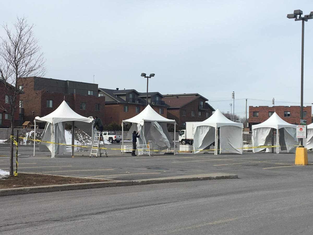COVID-19 drive-thru screening clinic in Côte Saint-Luc. Wednesday, March 25, 2020. Global News