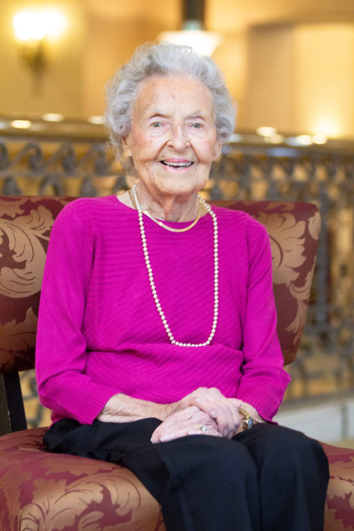 Myrtle Nicholson sits for a portrait Feb. 29 in celebration of her 100th birthday.