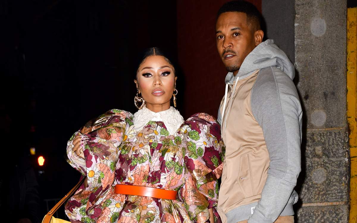 Nicki Minaj and Kenneth Petty arrive to the Marc Jacobs fashion show at Park Avenue Armory on Feb. 12, 2020 in New York City.