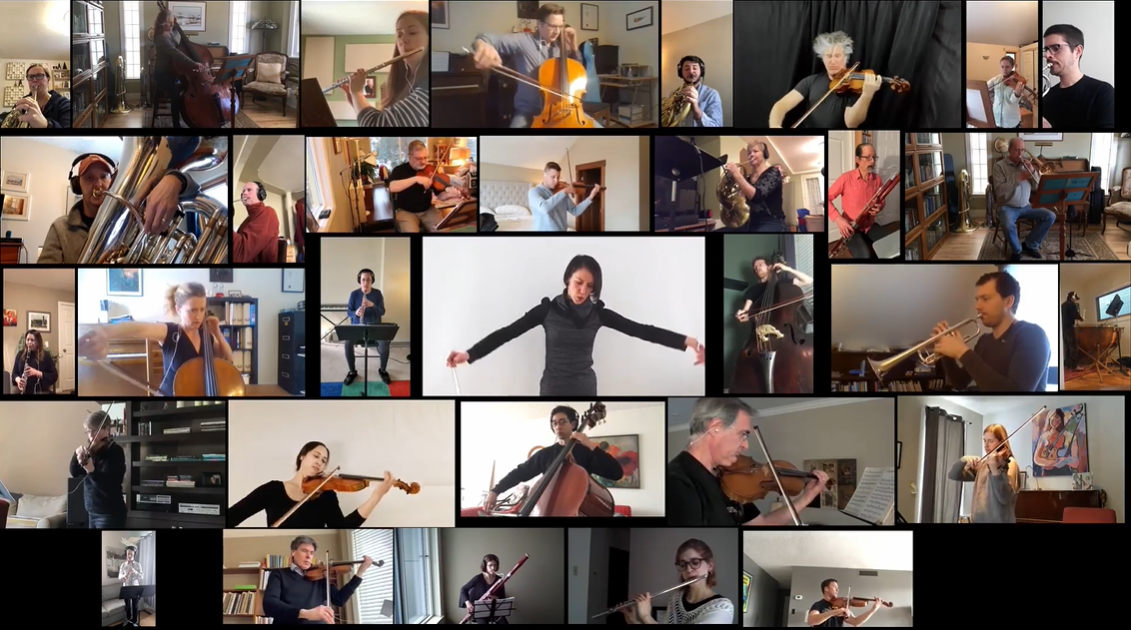 Performers with the Calgary Philharmonic and Edmonton Symphony orchestras put together a virtual online performance ahead during COVID-19 isolation.