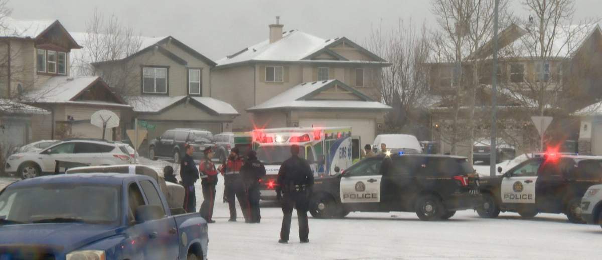 Calgary police investigate a northwest crash on Monday, March 30, 2020.