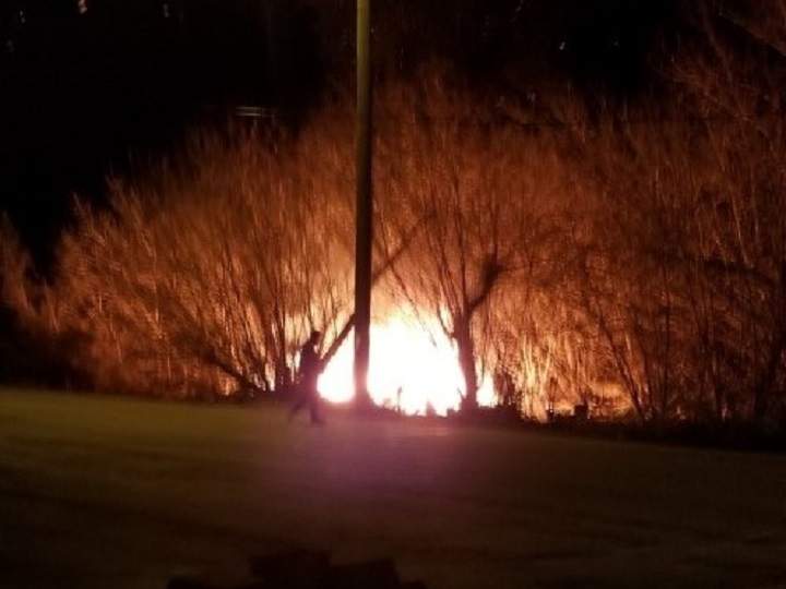 A photo of the early morning structure fire in Salmon Arm