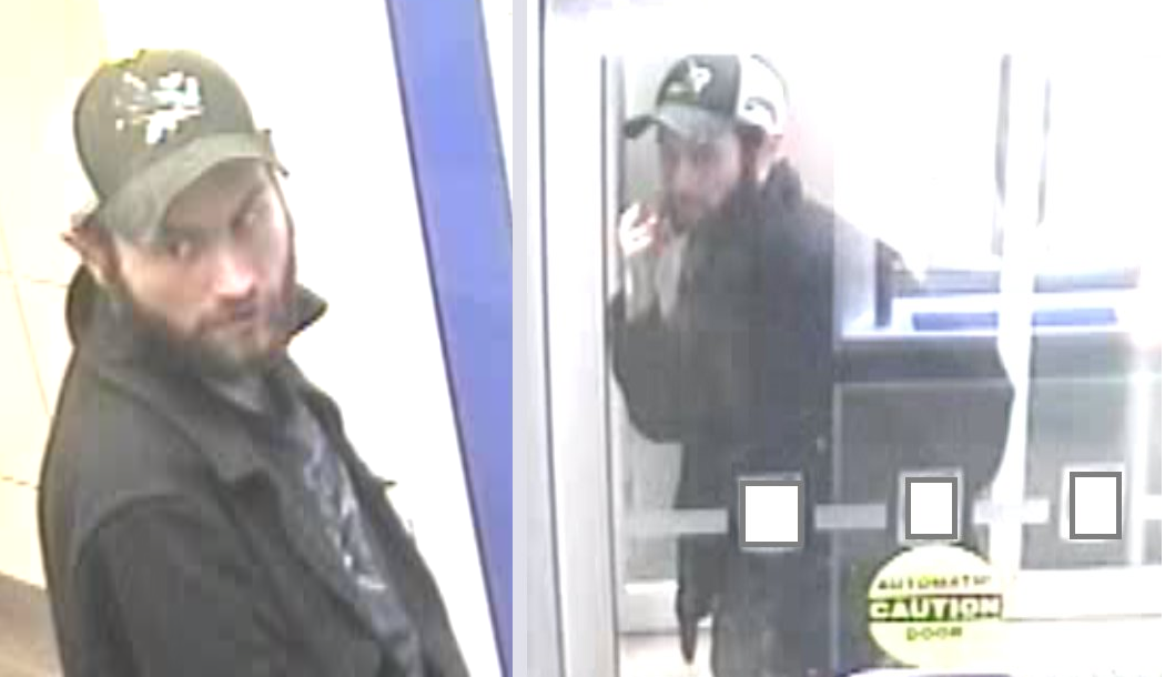 Police are describing the male suspect as between 25 and 35 years of age and roughly six feet tall, with a thin build and a short, dark beard.