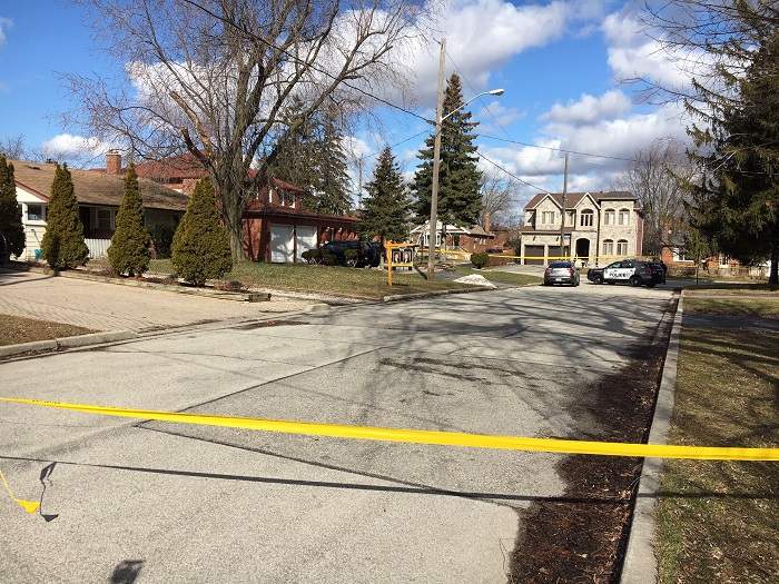 The scene of a double shooting in east-end Toronto on Friday.