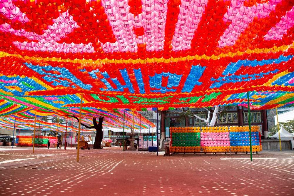A general view of the empty Jogyesa temple in Seoul, South Korea, March 19, 2020.
