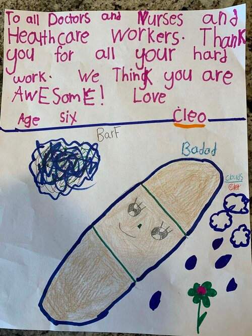Seth, Jemima, and Cleo created this picture thanking first responders in Calgary
