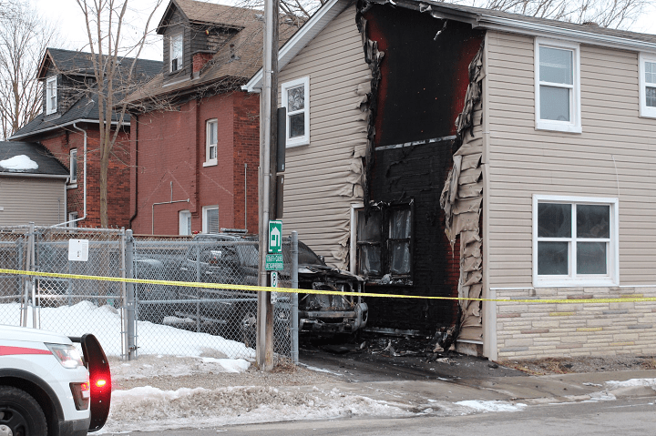 The scene of one of the tow-truck fires on Friday morning.