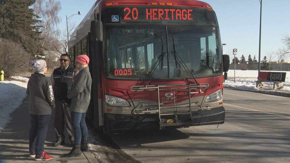 A Calgary Transit bus pictured on Feb. 20, 2020.