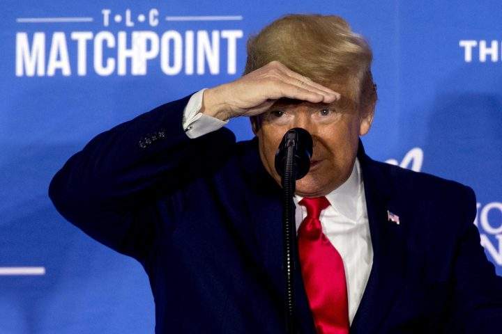 President Donald Trump speaks at the Latino Coalition Legislative Summit at the JW Marriott, Wednesday, March 4, 2020, in Washington.