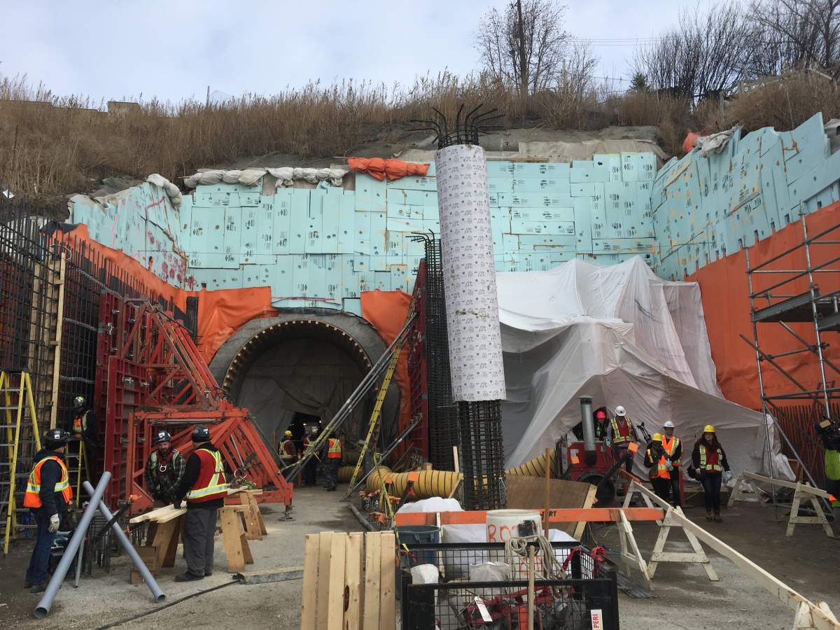 Tunnel construction for Valley Line Southeast on March 11, 2020.