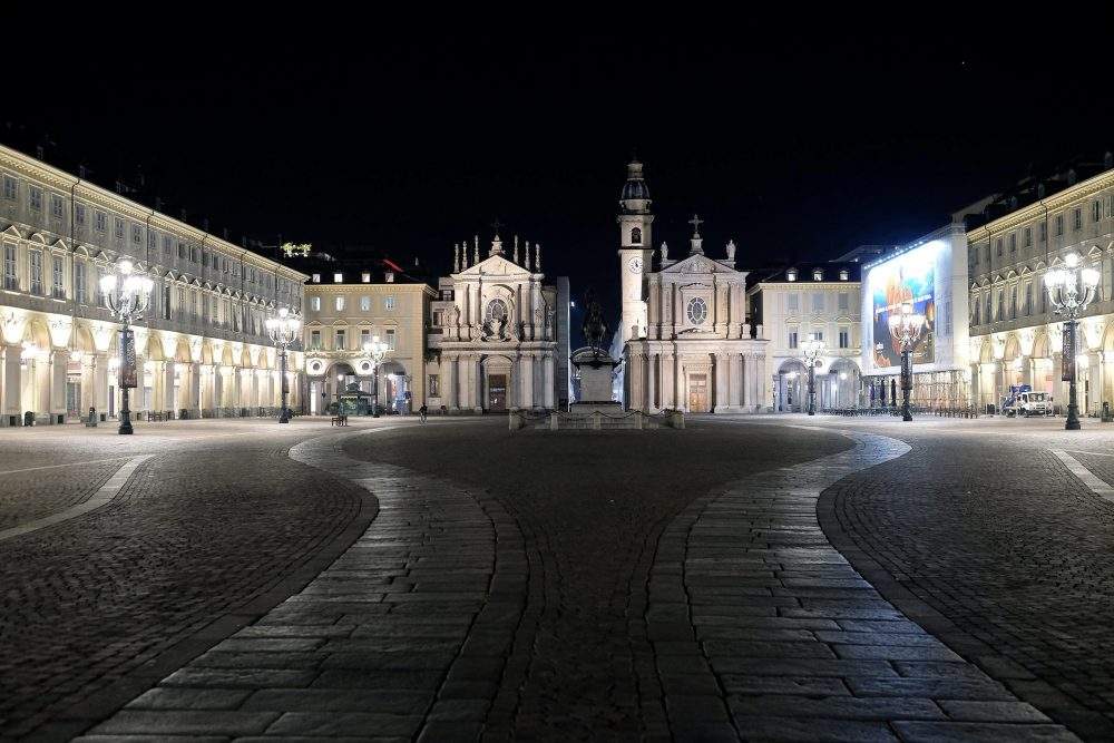 A view on an empty street during the novel coronavirus emergency lockdown in Turin, Italy, March 11, 2020.