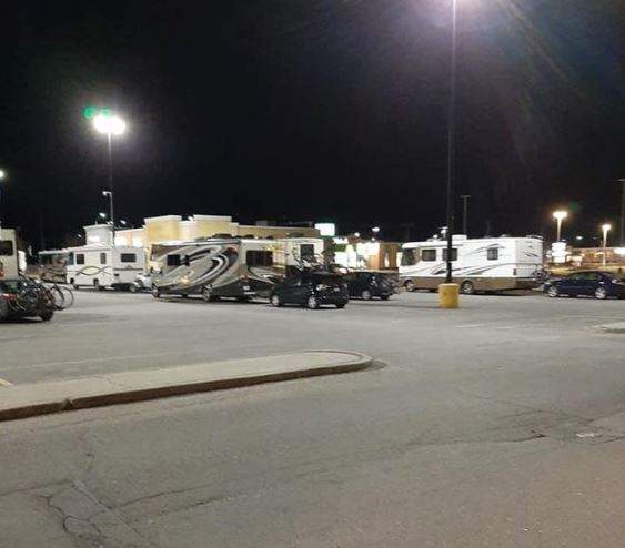 A picture posted to Twitter March 22, 2020 appears to show a number of RVs parked at the Brockville Walmart parking lot.