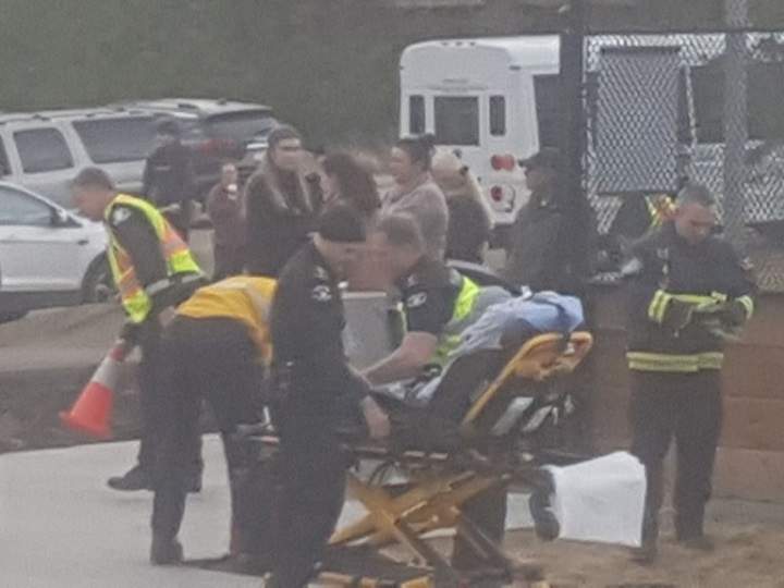 The boy was placed onto a stretcher after being freed.
