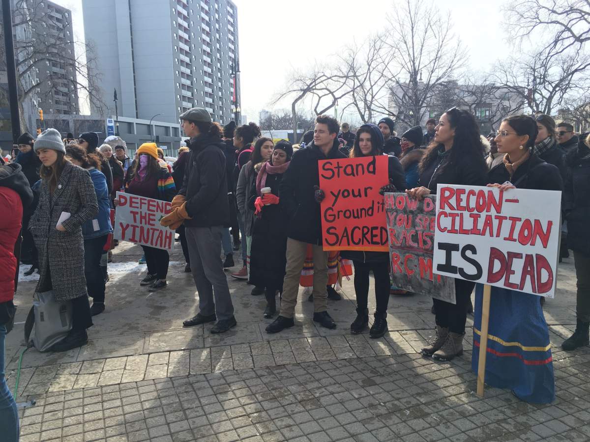 Students in Winnipeg gather in front of UofW part of nationwide walkout