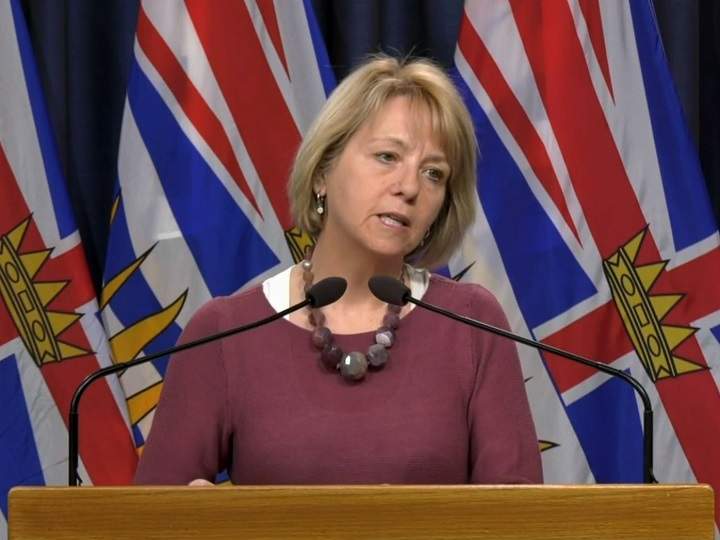 Provincial health officer Dr. Bonnie Henry discusses the latest COVID-19 statistics in British Columbia on Saturday.