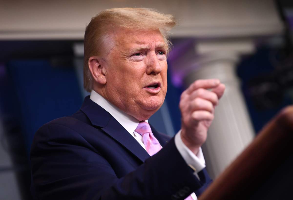 US President Donald J. Trump speaks at a Coronavirus task force briefing at the White House, Washington, DC, USA, 10 April 2020.  