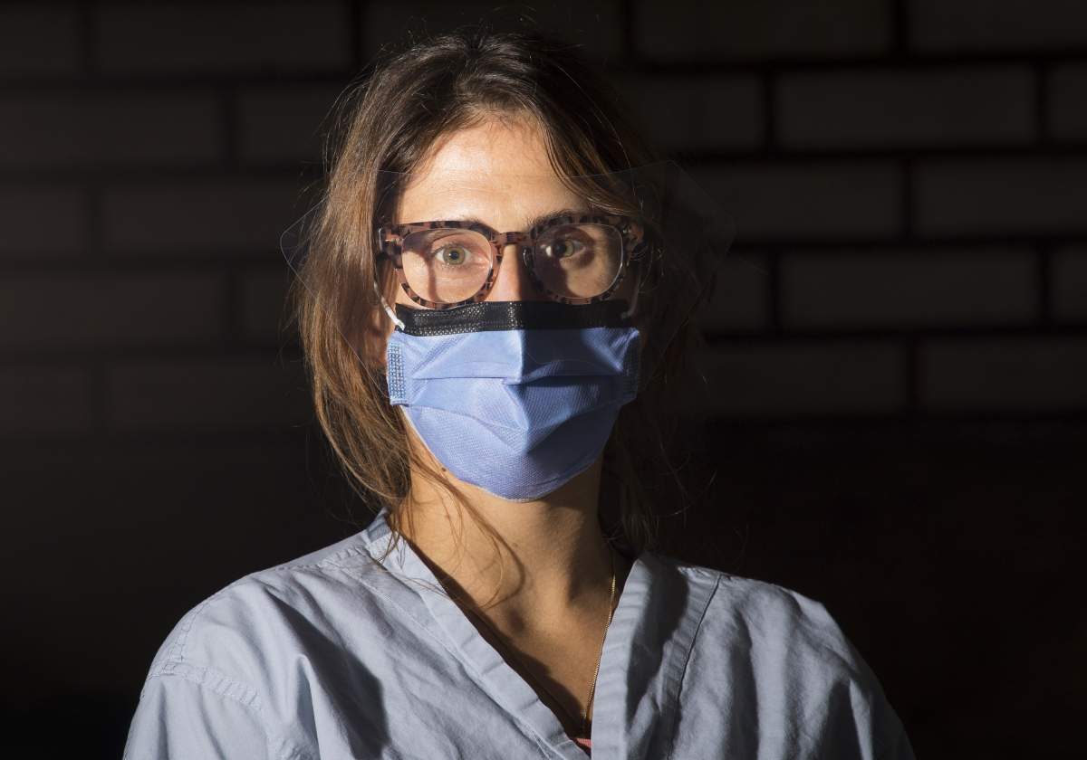 Registered nurse Rachel Mrdeza is photographed at St. Paul’s hospital in downtown Vancouver B.C. Thursday, April 2, 2020. THE CANADIAN PRESS/Jonathan Hayward