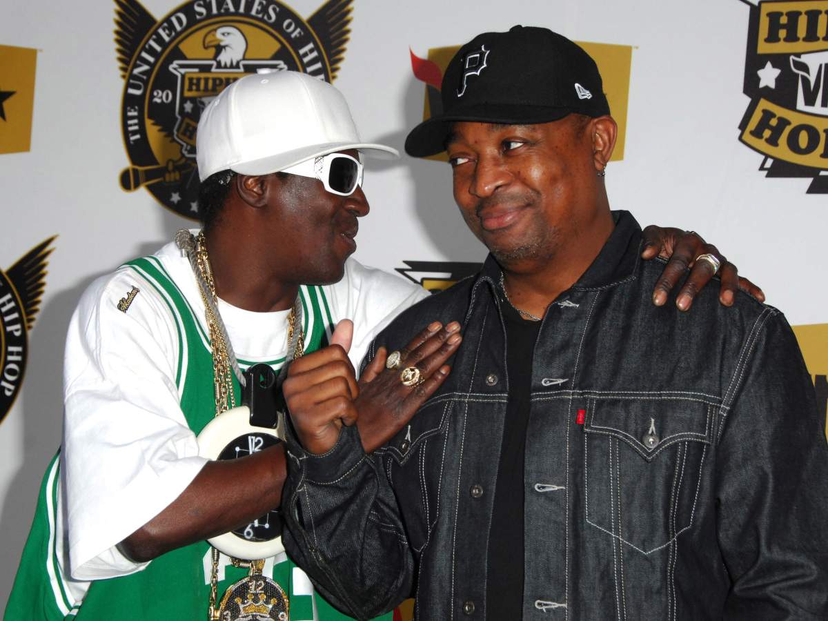 (L-R) Flavor Flav and Chuck D of Public Enemy attend the 2008 VH1 Hip Hop Honors at the Hammerstein Ballroom in New York City on Oct. 2, 2008.