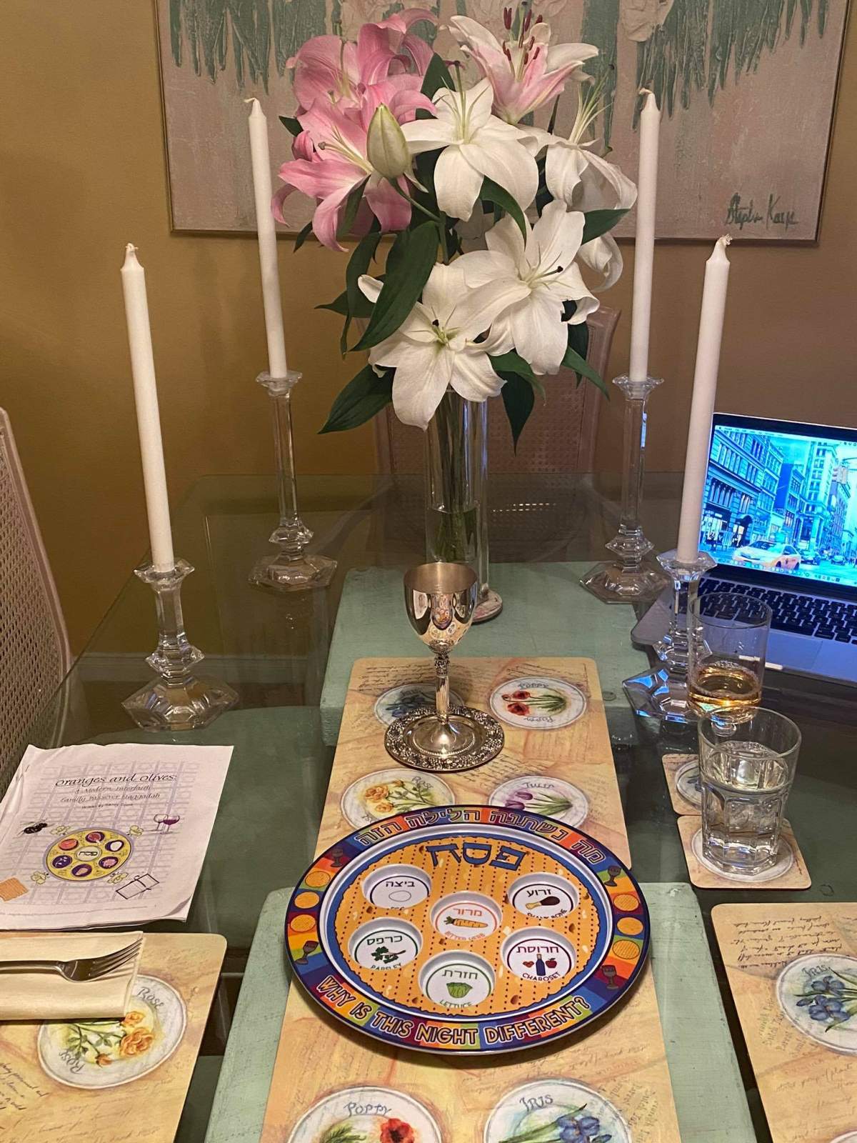 The Seder table at Victoria Christie’s home