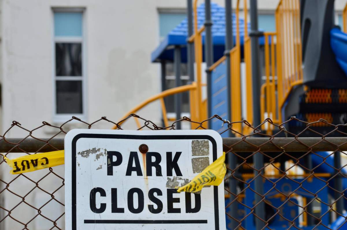 File - A park closed sign in Halifax, N.S., on April 7, 2020. 