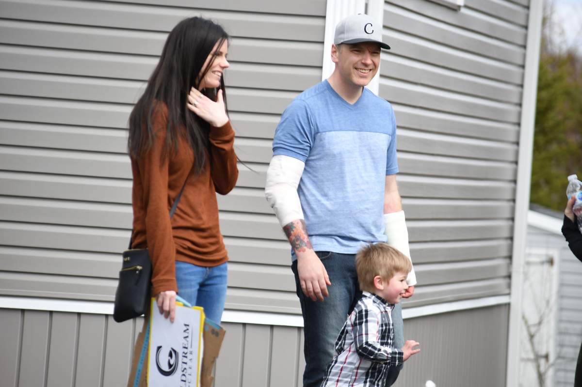 Image of Cons. Chad Morrison and his family as the community welcomed him back home.